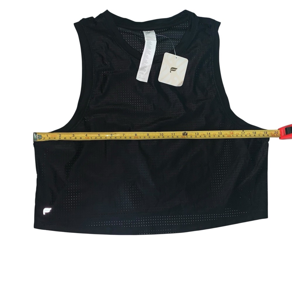 Fabletics Black Perforated Mesh Boxy Tank Activewear L Scoop Neck Sleeveless NWT - Picture 3 of 7